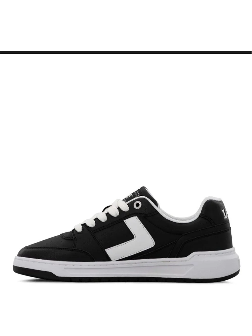 Lee Men's Black White Imported Rubber Faux Leather Adjustable Lace Up Sneakers